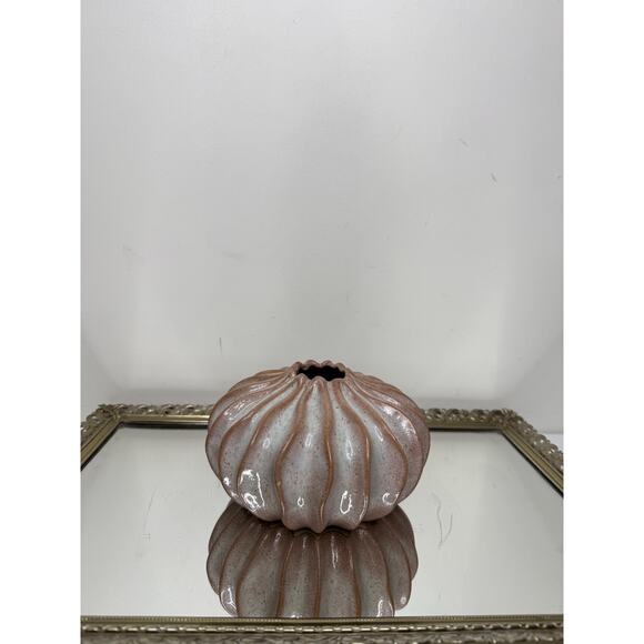 Fluted terracotta Blush Nude Color vase art sculpture shelf decor Southwest - Picture 3 of 10